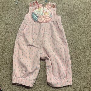 VTG Petit Amour Baby Togs Overalls 6-9 Months Pink Bunny Rabbit